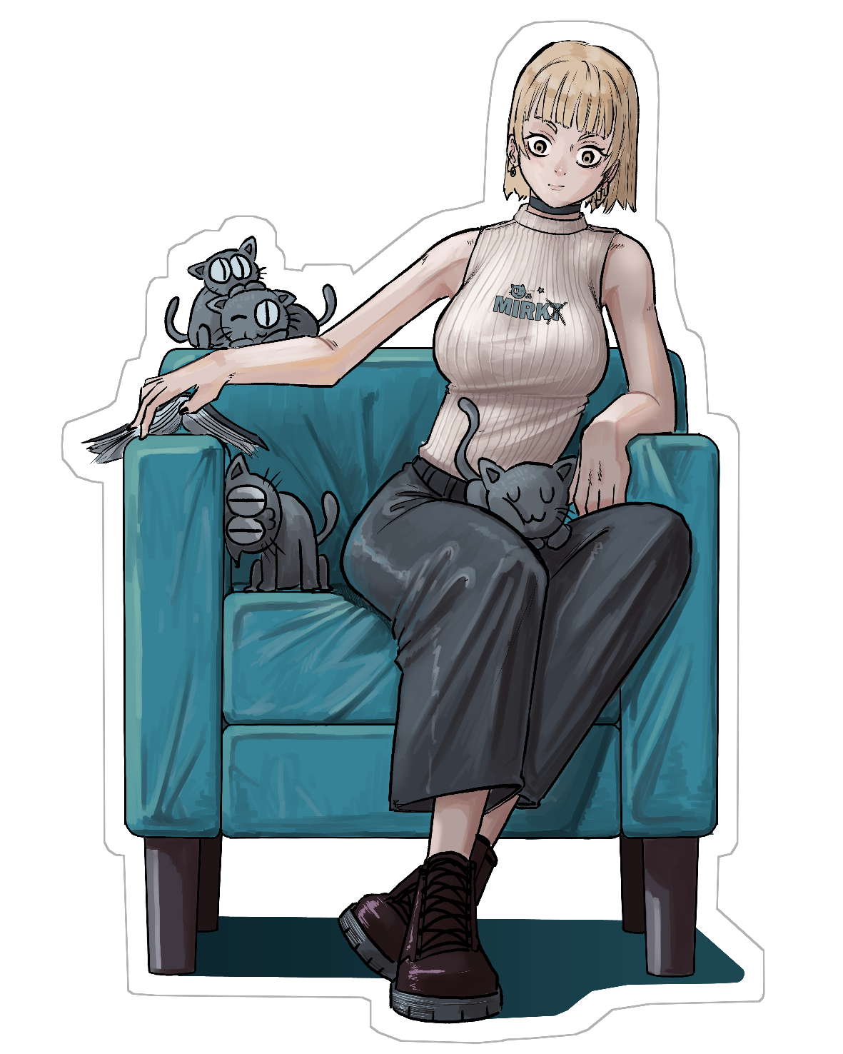Alissa with Cats - Sticker