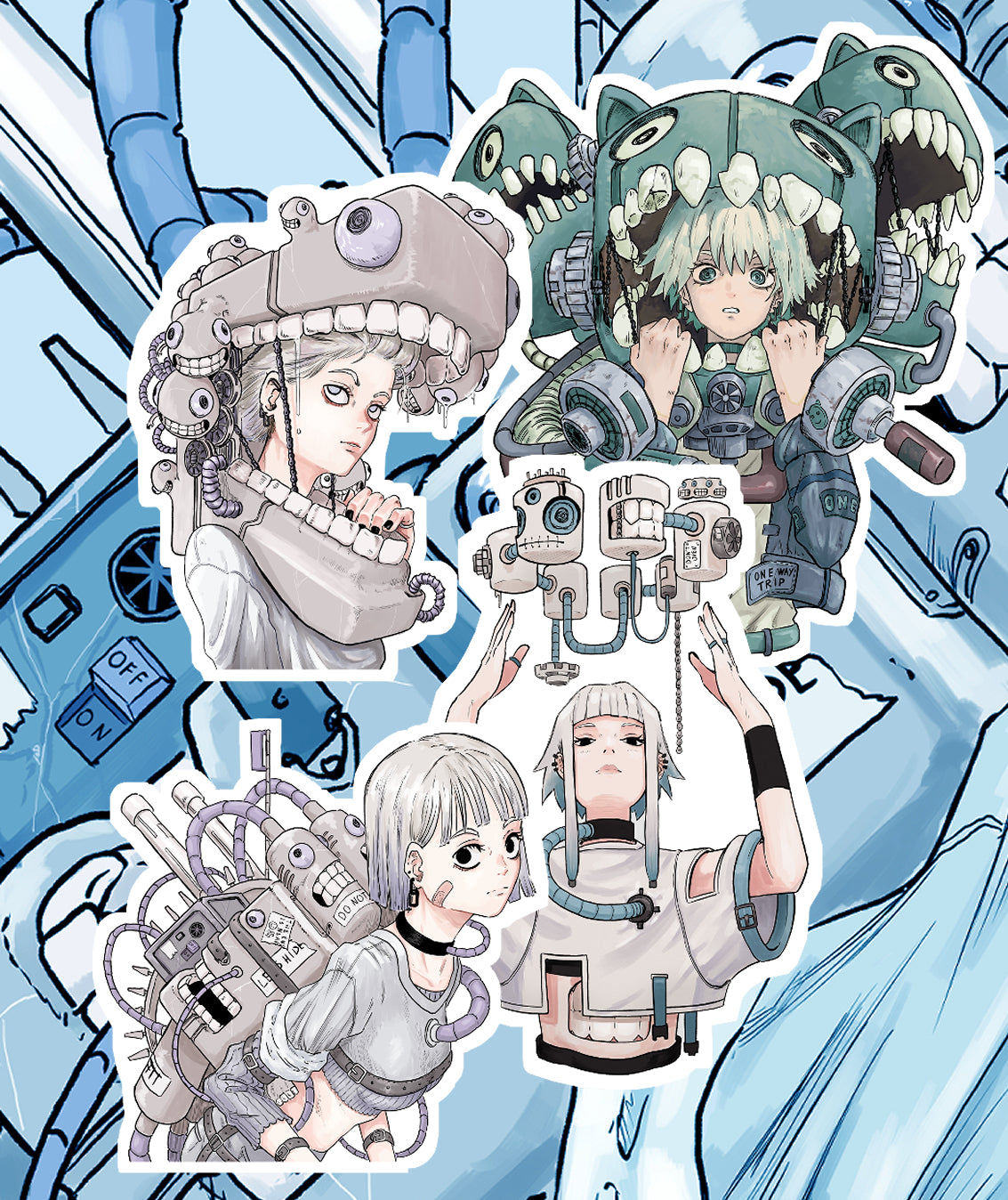 Bio Mecha Girl - Sticker pack (4 pcs)
