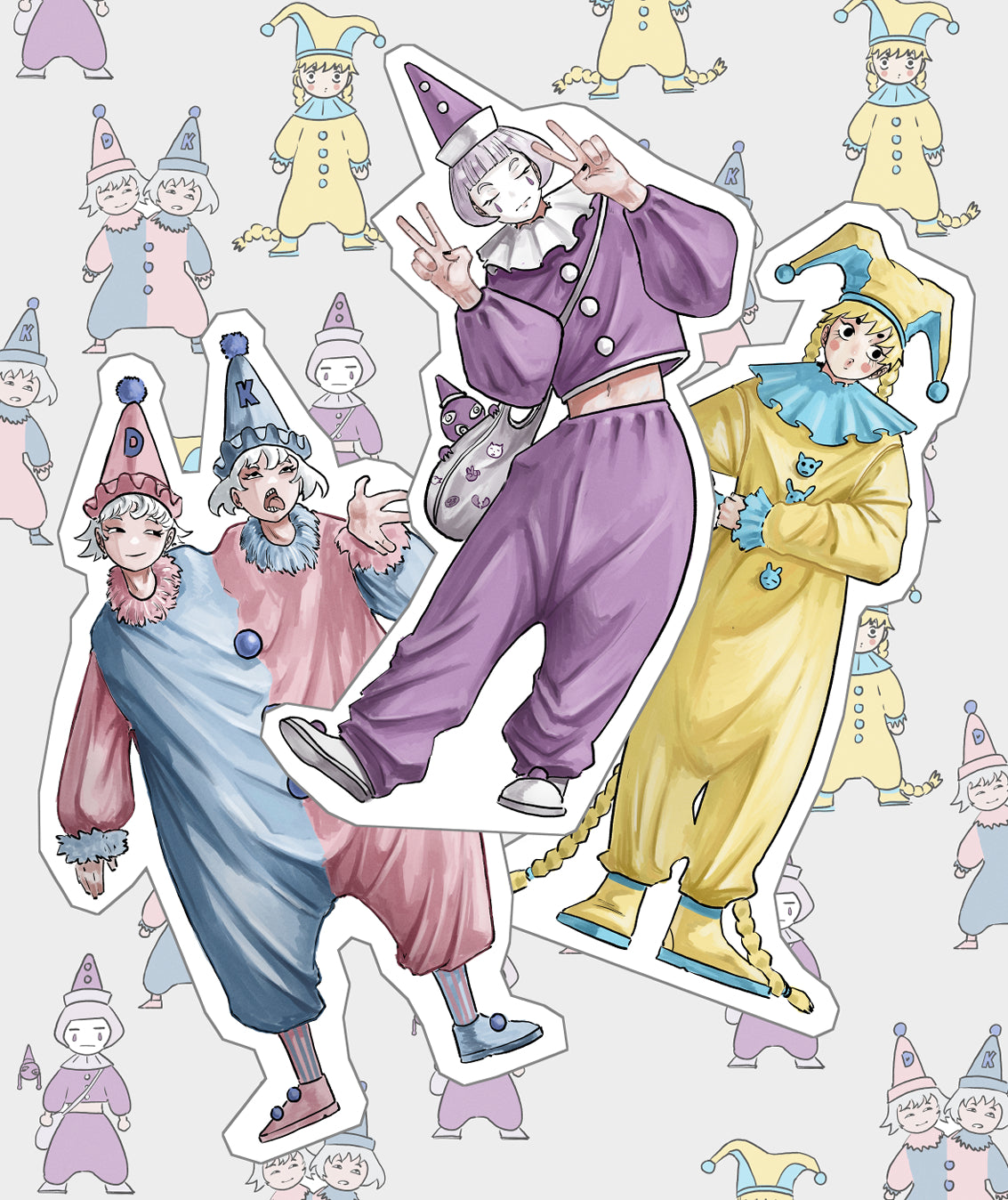 Clown Girls - Sticker pack (3 pcs)